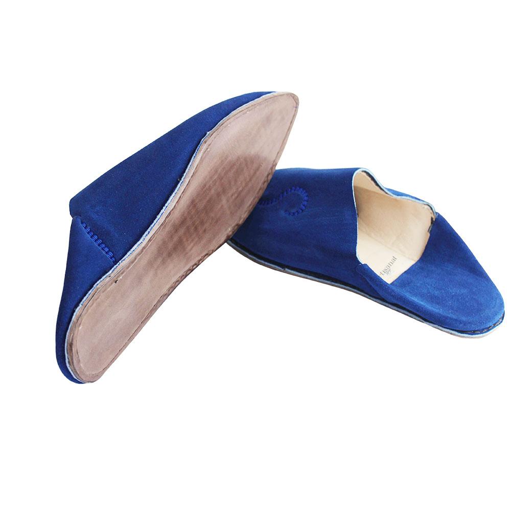 Babouche en Daim Bleu Royal