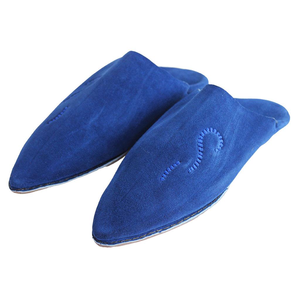Babouche en Daim Bleu Royal