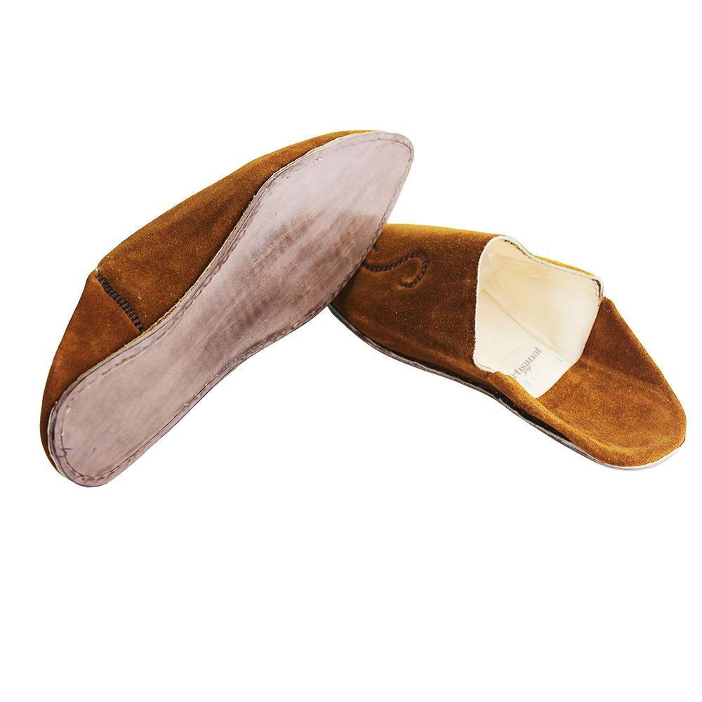 Babouche en Daim Marron Tabac