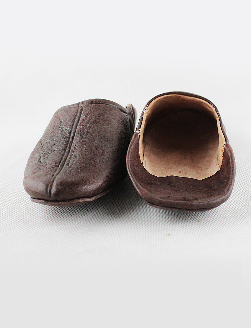 Babouche maison cuir marron