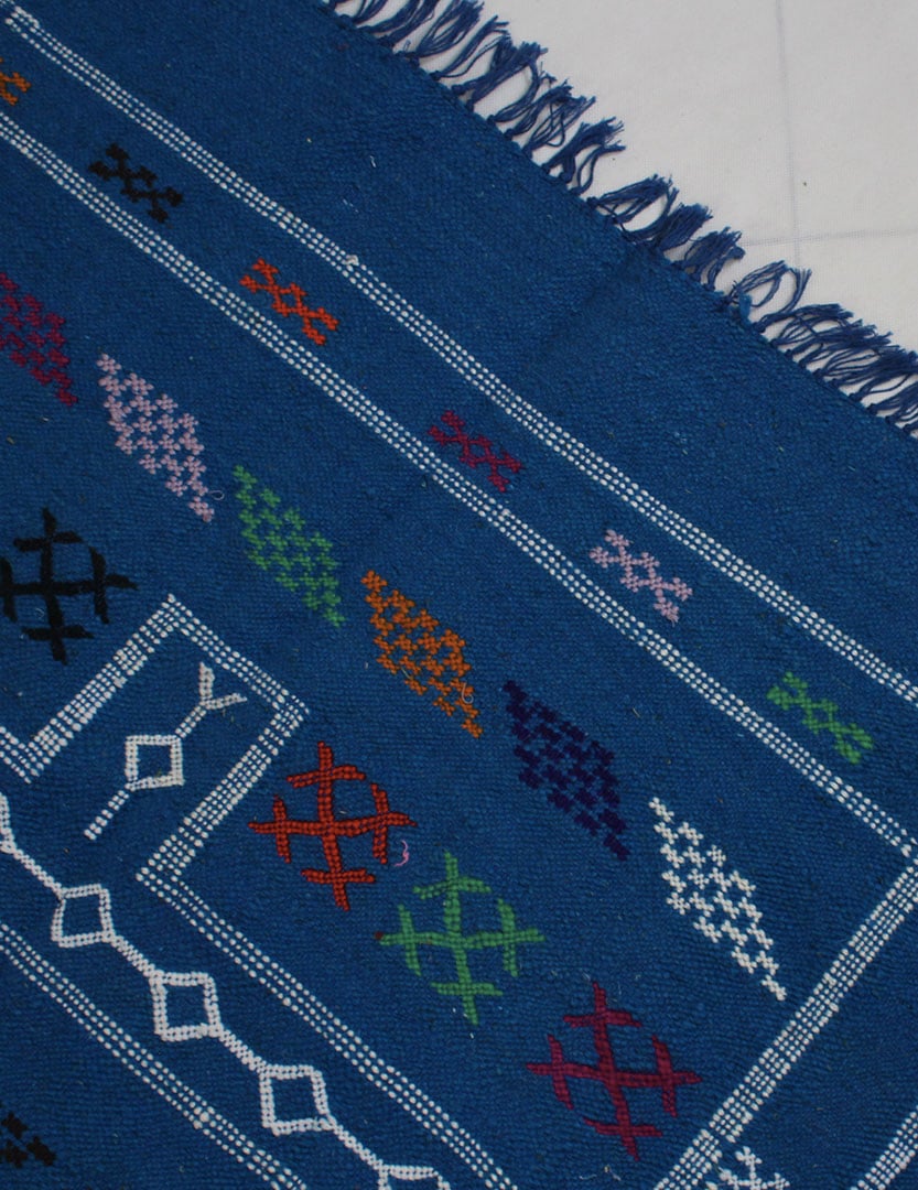 Tapis Berbère Laine Bleu Bejaâd