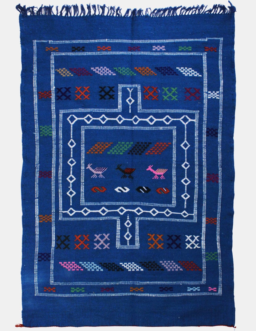 Tapis Berbère Laine Bleu Bejaâd