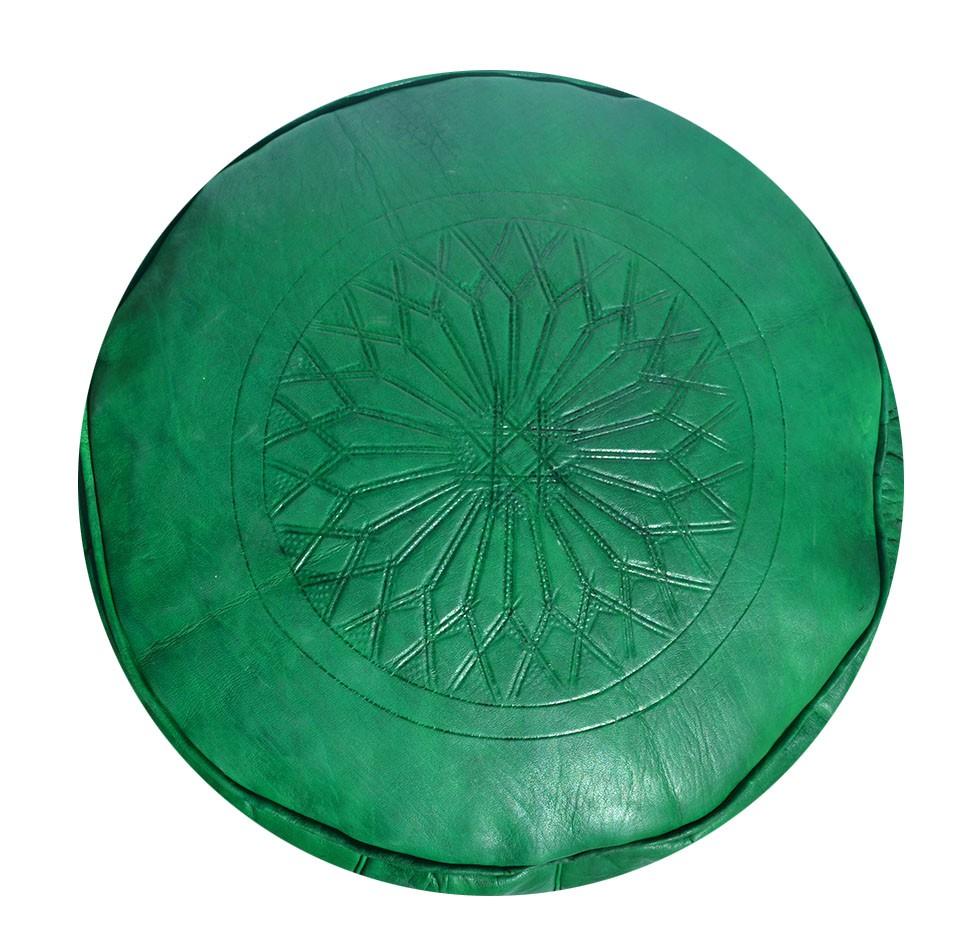 Pouf tabouret cuir vert