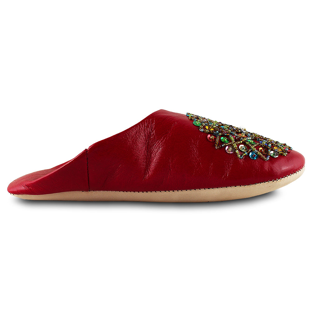 Babouche chausson en paillette Rouge