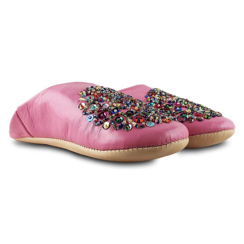 Babouche chausson en paillette Rose