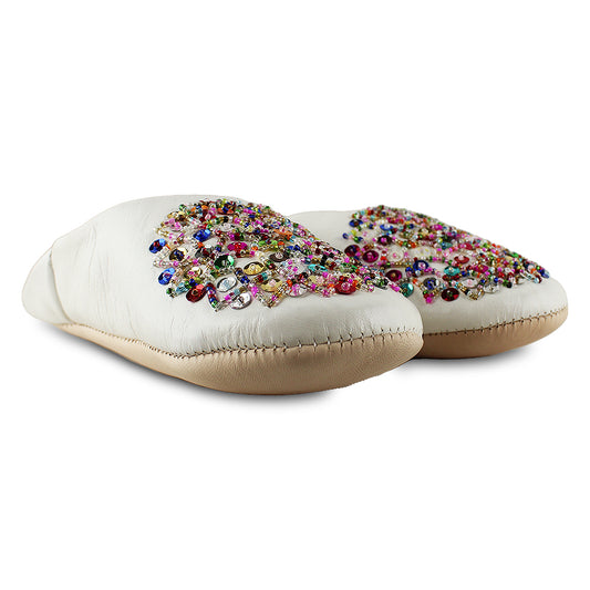 Babouche chausson en paillette Blanche