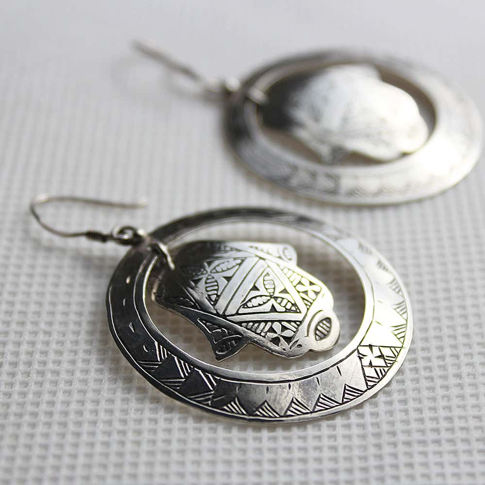 Boucles berbères argent 800 Khmissa