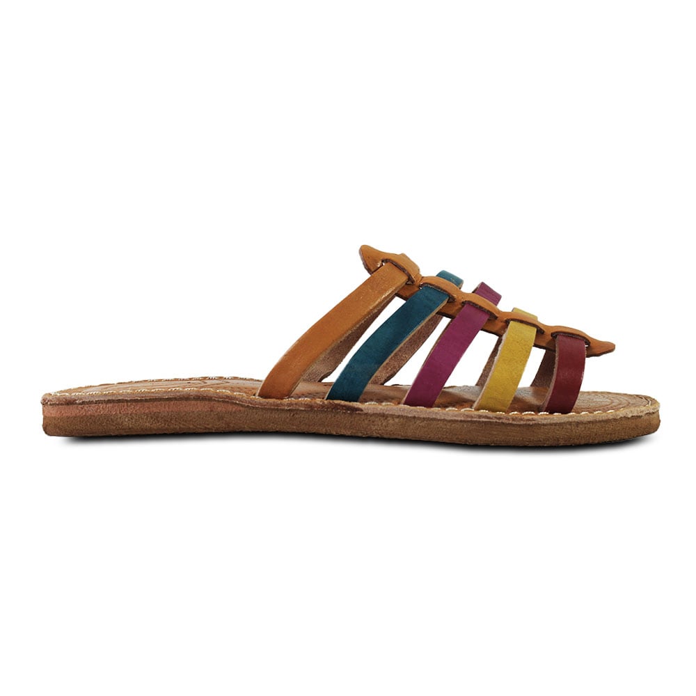 Sandales multicolores en cuir
