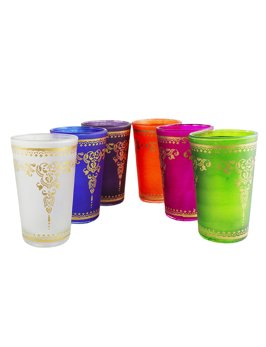 Lot 6 Verres à thé Marocain couleurs mates