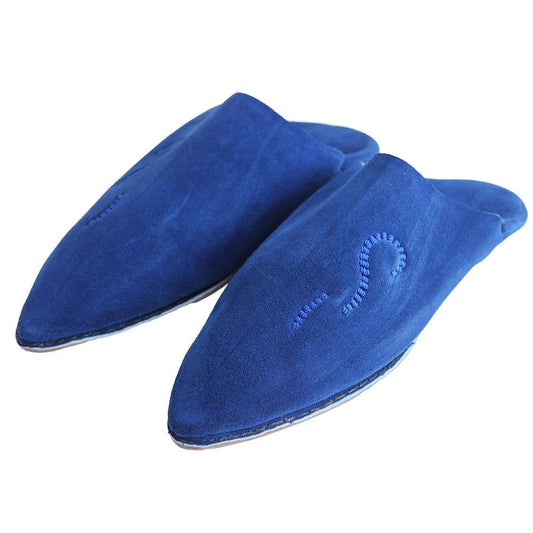 Babouches hommes en daim Bleu