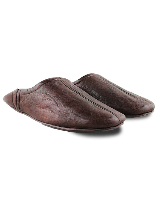Babouche maison cuir marron