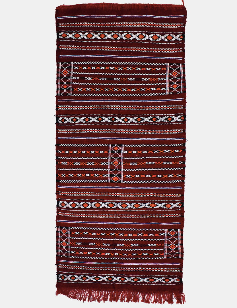 Red Berber hallway rug - Khémisset