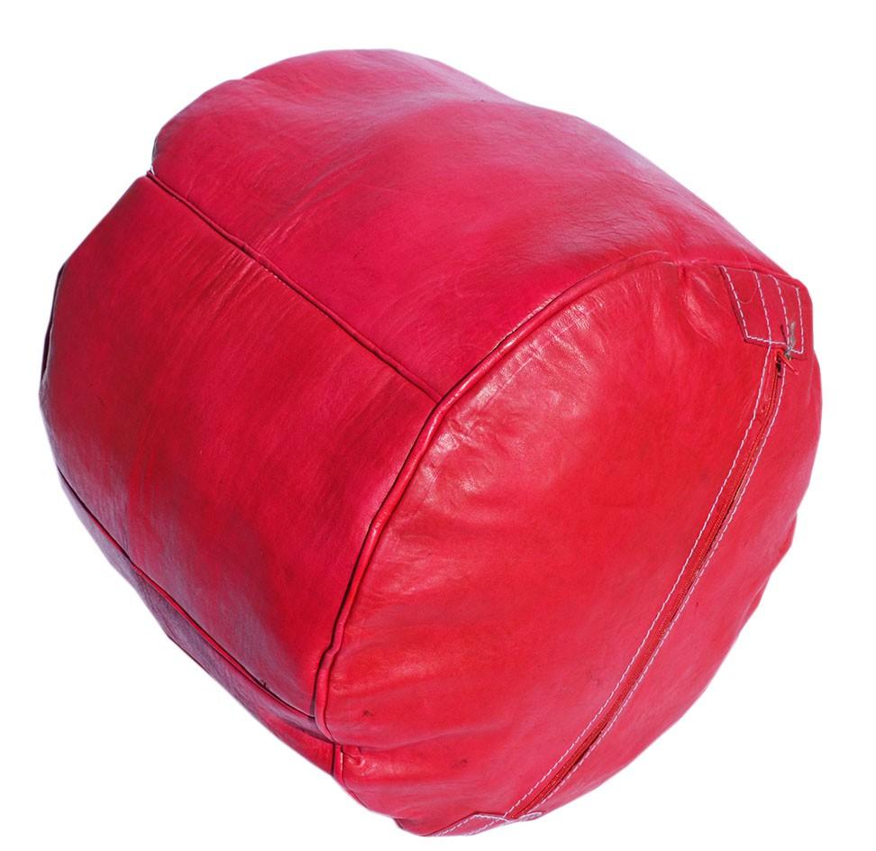 Pouf Fès tabouret cuir rouge