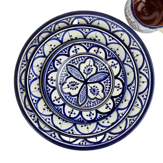 Set de 3 Assiettes rondes Argile Bleu