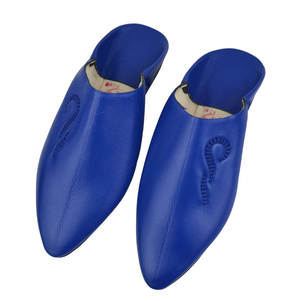 Babouche femme pointue cuir Bleu