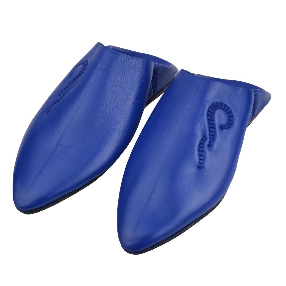 Babouche femme pointue cuir Bleu