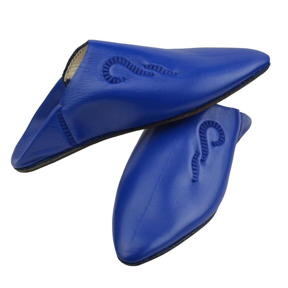 Babouche femme pointue cuir Bleu