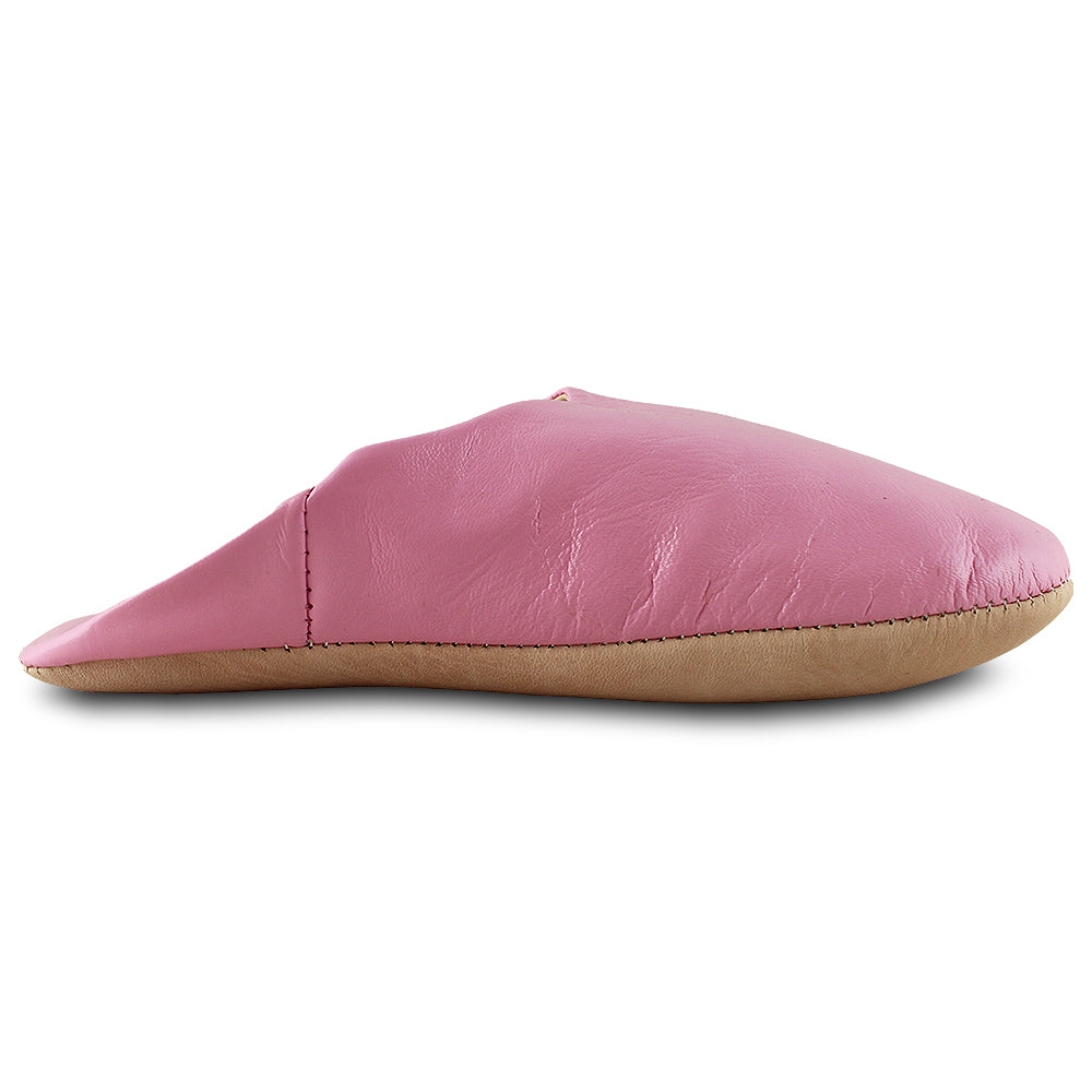 Pink leather house slippers