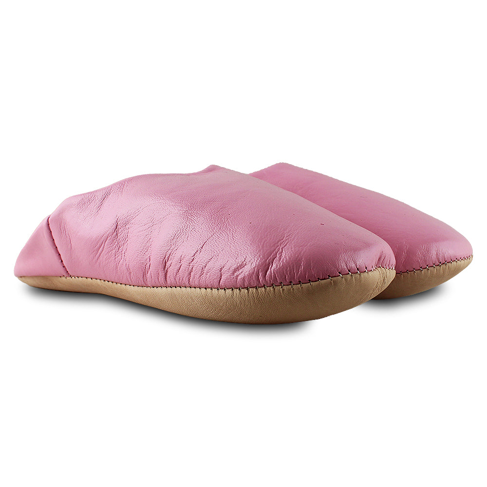 Babouche maison cuir rose