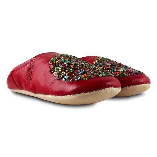 Babouche chausson en paillette Rouge