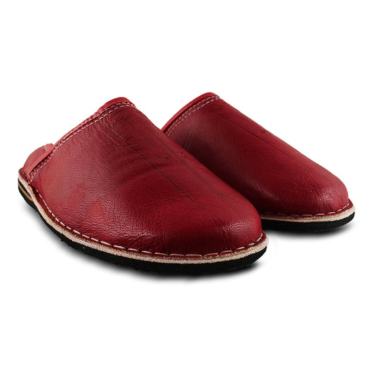 Babouche Berbère mule cuir Rouge