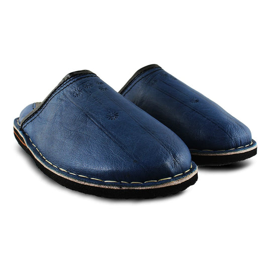 Babouche Berbère mule Bleu Jean