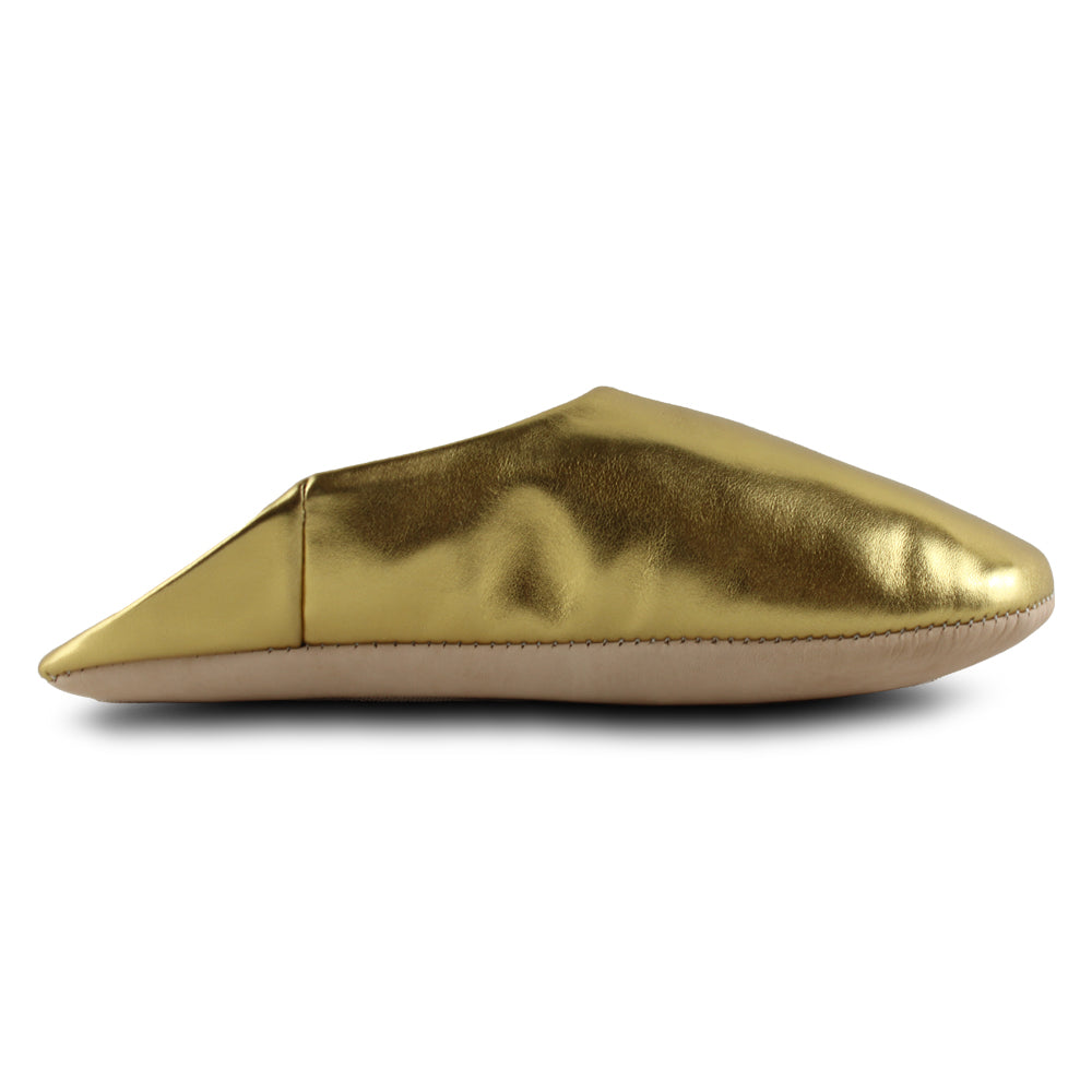 Golden Faux Leather Babouche