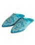 Turquoise slippers perforated leather