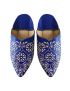 Blue slippers perforated leather