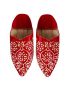 Red slippers perforated leather