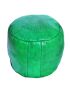 Pouf Fez green leather stool