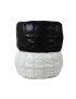Set of 2 Moroccan Leather black & white Poufs