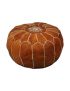 Set of 2 Moroccan Leather Poufs Natural / Brown