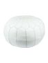 White embroidered leather Marrakech pouffe