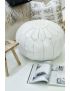 White embroidered leather Marrakech pouffe