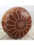 Brown embroidered leather Marrakech pouffe