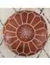 Brown embroidered leather Marrakech pouffe