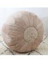 Natural embroidered leather Marrakech pouffe