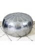 Silver embroidered leatherette Marrakech pouffe