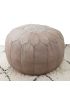 Natural embroidered leather Marrakech pouffe