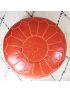 Orange embroidered leather pouffe
