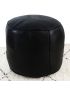 Pouf Fez black leather stool