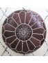 Brown chocolate embroidered leather Marrakech pouffe