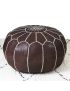 Brown chocolate embroidered leather Marrakech pouffe