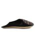Sequined black leather slippers