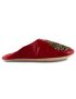 Sequined red leather slippers