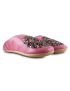 Sequined pink leather slippers