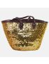 Wicker basket with golden sequins