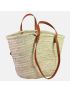 Wicker basket with double leather handles